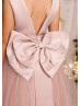 Dusty Rose Satin Tulle Flower Girl Dress With Double Bow Dusty Rose Satin Tulle Flower Girl Dress With Double Bow